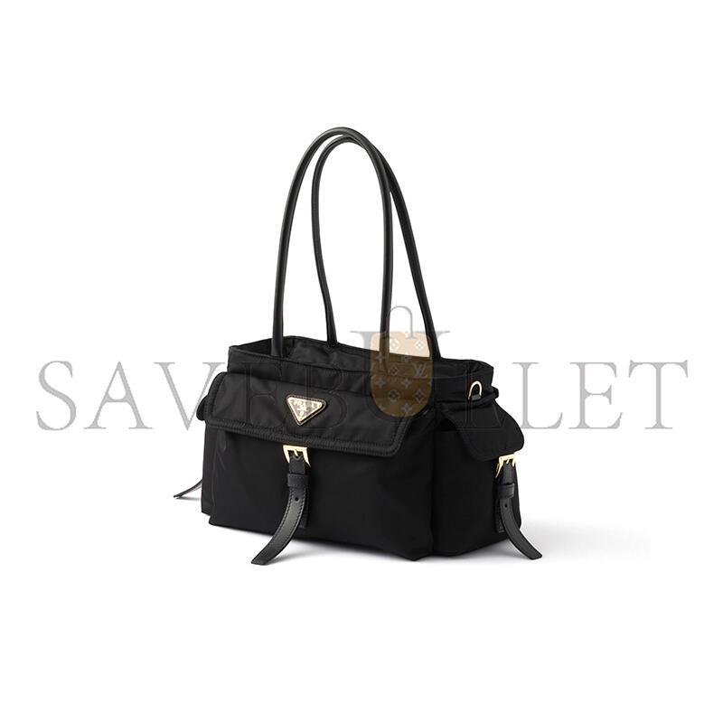 Pra*a explore medium re-nylon and leather tote bag 1bg596 (31*17*11cm)